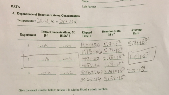 Iodine clock reaction pre lab answers