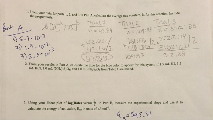 Iodine clock reaction pre lab answers