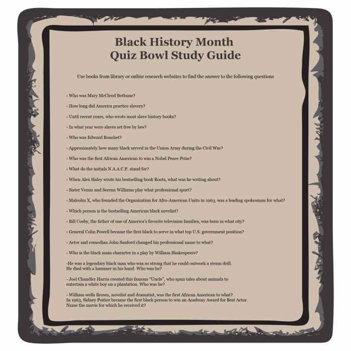 Trivia questions about black history