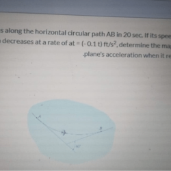 A plane is traveling at 200m/s following the arc