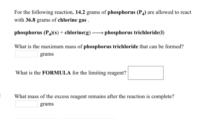 Phosphorus p4 s chlorine g phosphorus trichloride l